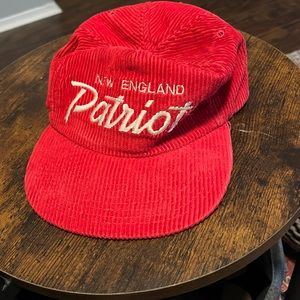 Vintage Red Corduroy Patriots hat. Sold as is.